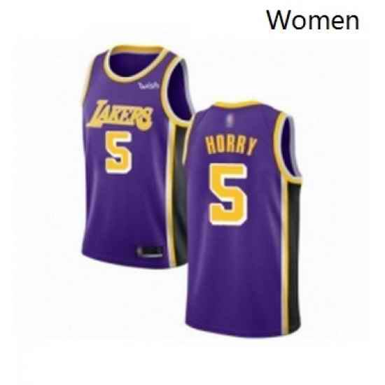 Womens Los Angeles Lakers 5 Robert Horry Authentic Purple Basketball Jerseys Icon Edition